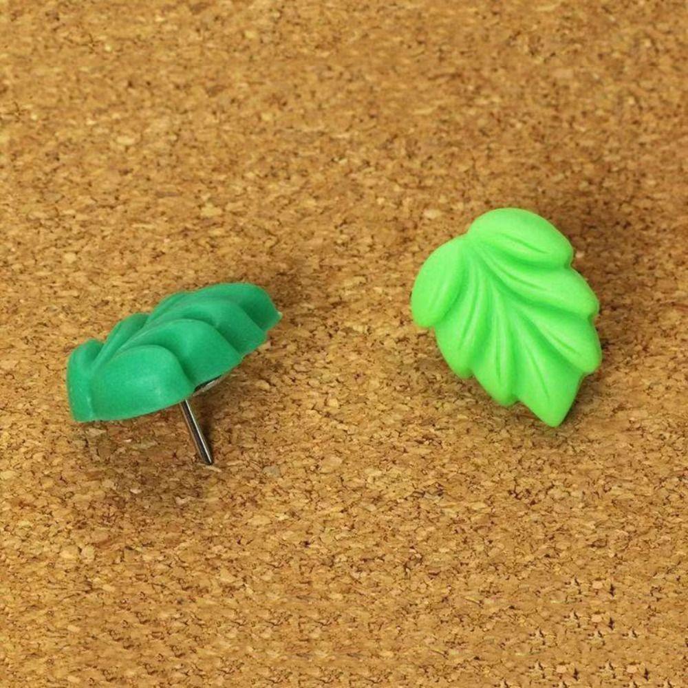 50 Stück Grüne Blätter Form Farbige Reißnägel Kunststoff PP Metall Reißnägel Büro Bindematerial