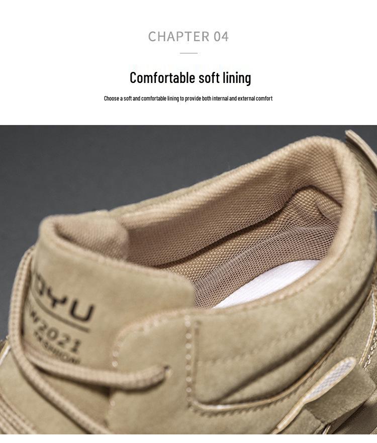 Men's Spring High-Top Breathable Non-Slip Work Shoes - Trendy, Wear-Resistant, All-Match Sports & Leisure Footwear