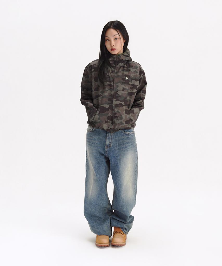 Slow Record House Ripstop Camo Windbreaker_Khaki