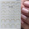 Strass 3D Linee Ondulate Argentate Adesivi per Unghie Decalcomanie Striscia Pizzo Perla Decorazioni per Nail Art Autoadesivi Gel Slider Manicure