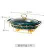 Nordic Style Oval Ceramic Soup Pot Household Hotel Tableware Casserole Holder Candle Heating Fish Plate Binaural Dry Pot