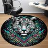 1PC Leopard Print Office Round Rug, Non Slip, Soft and Durable Office Rug for Interior Decoration, Perfect for Office