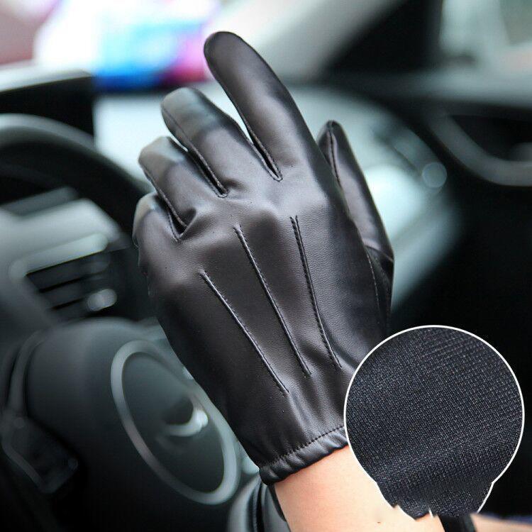 

Men s PU Leather Gloves Winter Driving Keep Warm Cashmere Glove Black Waterproof Non-Slip Full Fingers Touchscreen Outdoor Sport