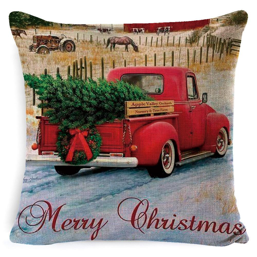 Christmas Linen Pillow Case Home Nap Lumbar Cushion Pillow Sofa Bedside Cushion Pillow Case