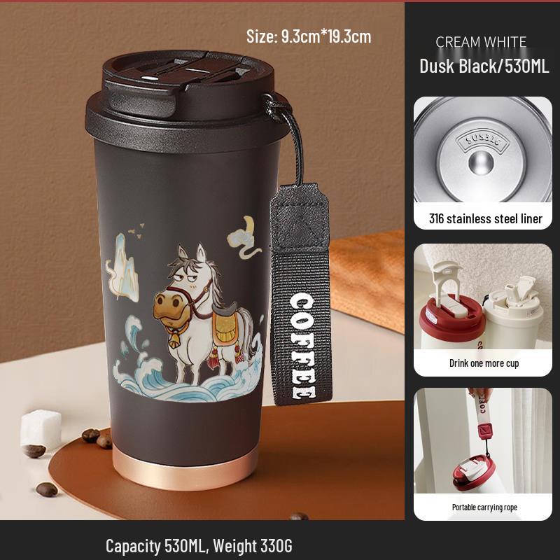 Journey to the West 316 Stainless Steel Insulated Water Cup with Straw for Kids – Ideal for School 530ml