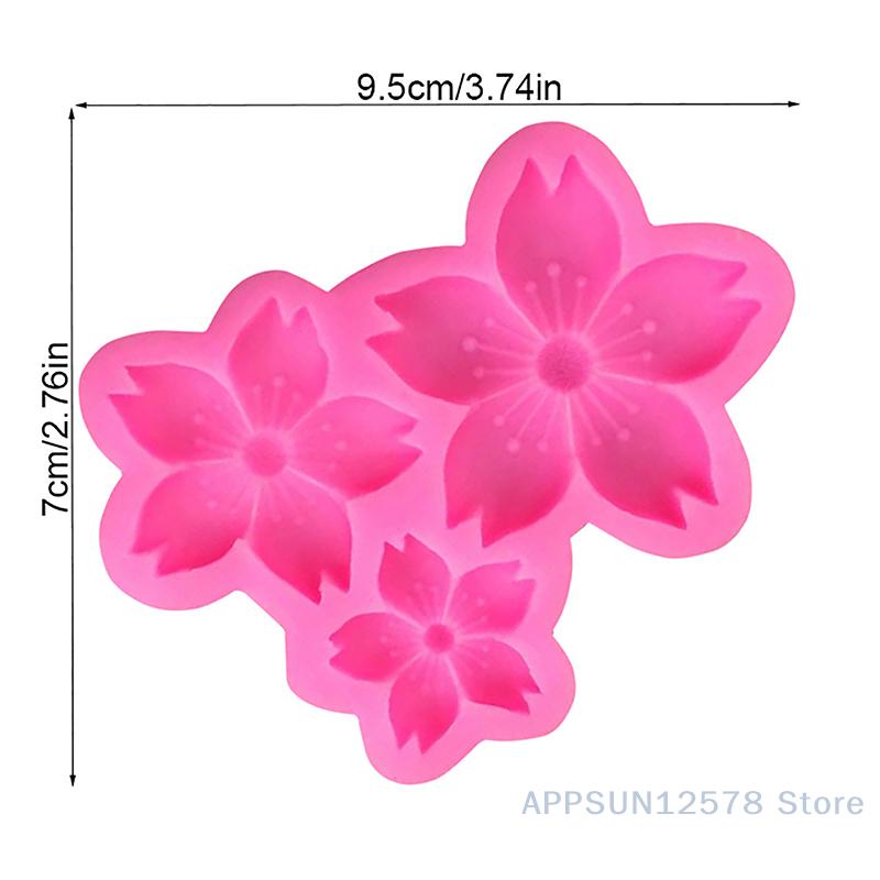 1Pc 3 Cavity Sakura Flower Shape Silicone Mold Sun Flower Fondant Chocolate Birthday Cake Decoration Baking Home Mold