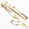 3M Goldene Rose Stahl Halskette: Elegantes dreifarbiges Design mit runden Perlen