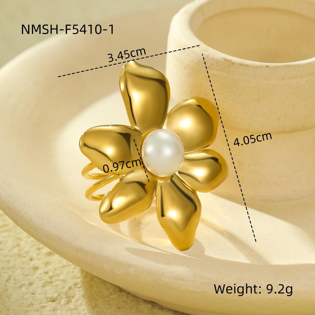 GEMCHIC Women s Geometric Flower Scarf Ring with Pearl Center & Butterfly Design - Adjustable Stainless Steel Hair & Neck Accessory