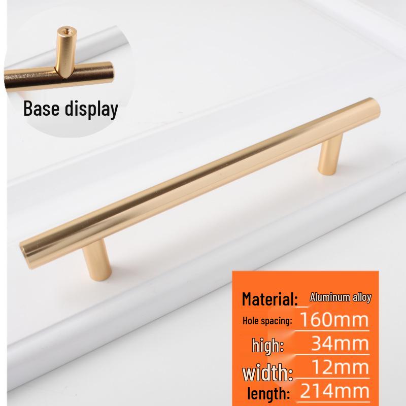 Nordic Minimalist Gold Aluminum Round Bar Handle for Cabinets & Wardrobes