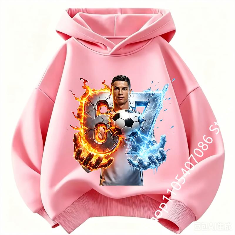 Spring Autumn Casual Children's Hoodie Sports Sweatshirt for Boys and Girls Ronaldo Printed Fashion Kids Pullover Top