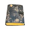 Handmade Black Cat Leather Journal | 5x7" Mystic Notebook | 200 Deckle Edge Pages | Moon & Floral Design Diary with Lock | Vintage Witchy Writing Book