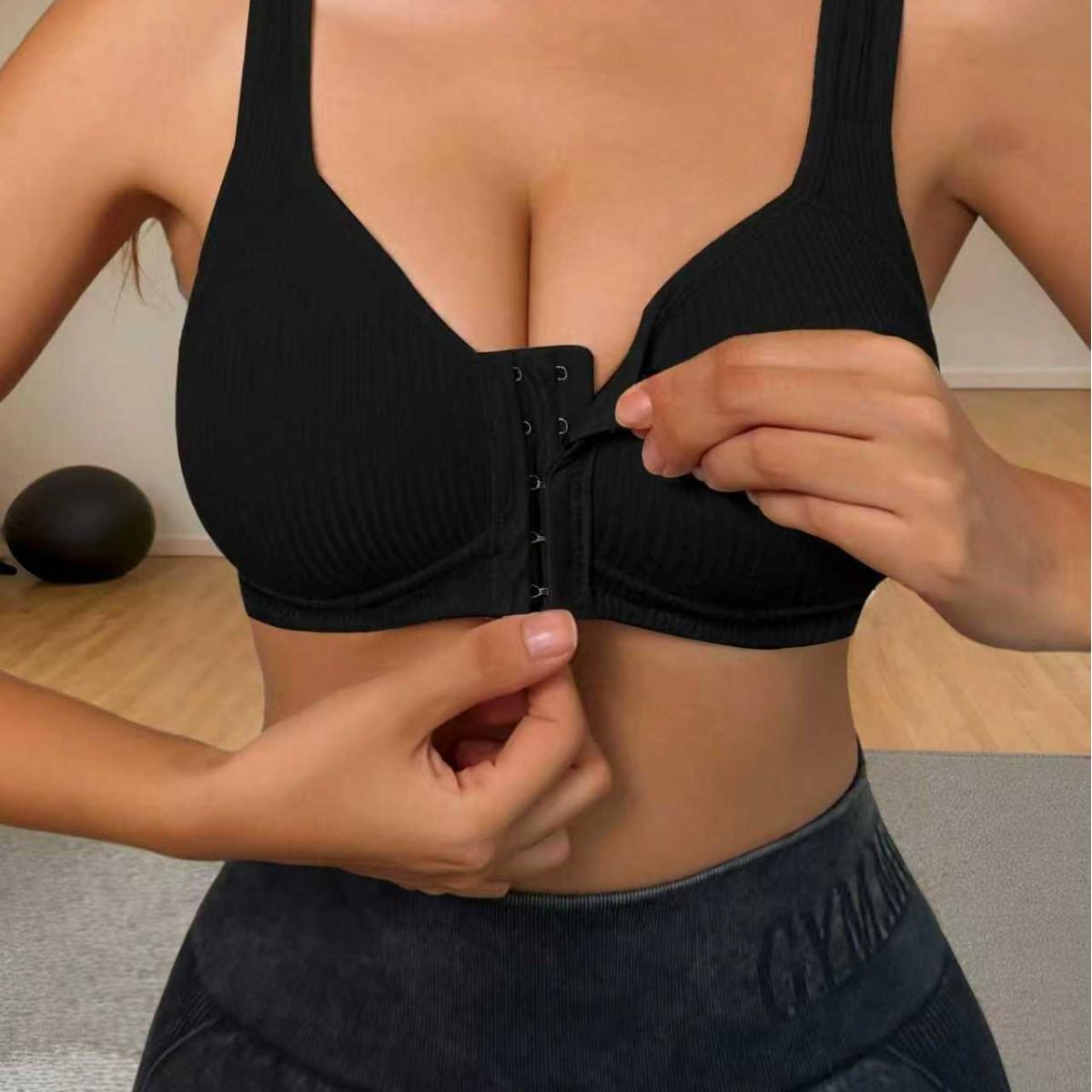 

Регульований бездротовий бюстгальтер пуш-ап із передньою застібкою - Європейський та американський стиль L абрикосовий