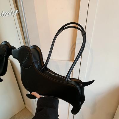 Lustige Dackel Handtasche Damen Taschen Einfarbig PU Leder Umhängetasche Tragetaschen Damen Niedlich Kreativ Japanischer Stil Kawaii Tasche