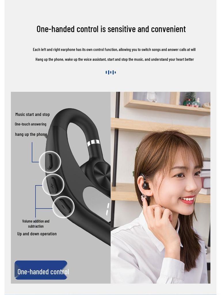 Model V28 Wireless Bone Conduction Ear-Hook Headphones with Long Battery Life 