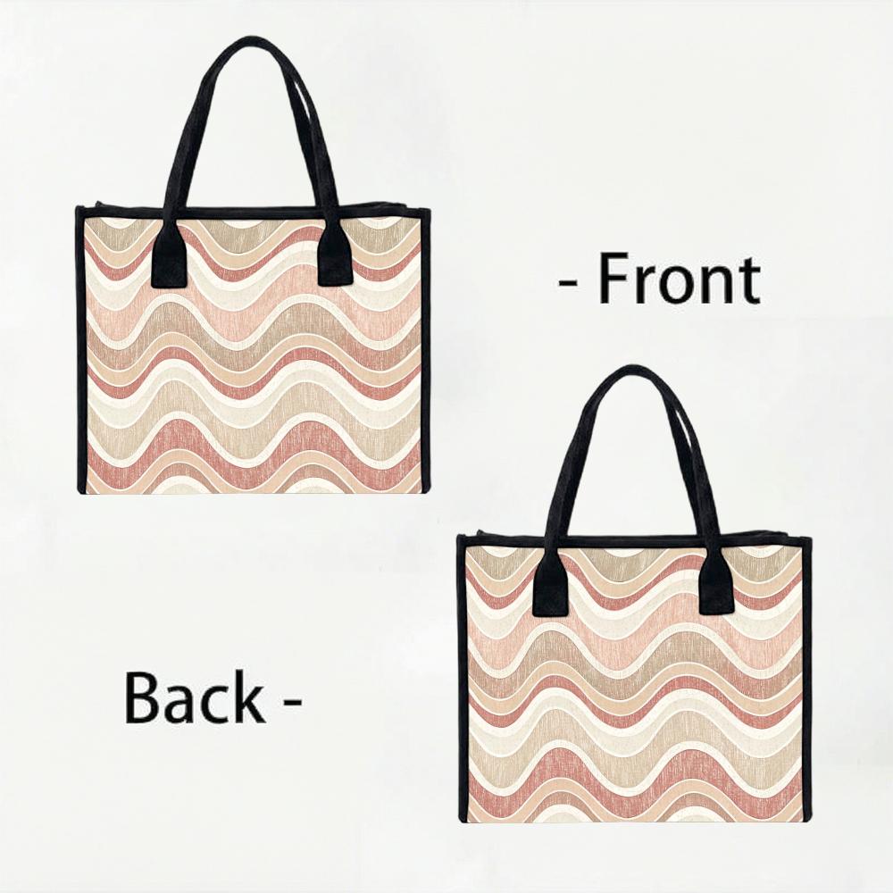 Wavy Striped Casual Tote Bag Fashion Large Capacity Daily Handbag