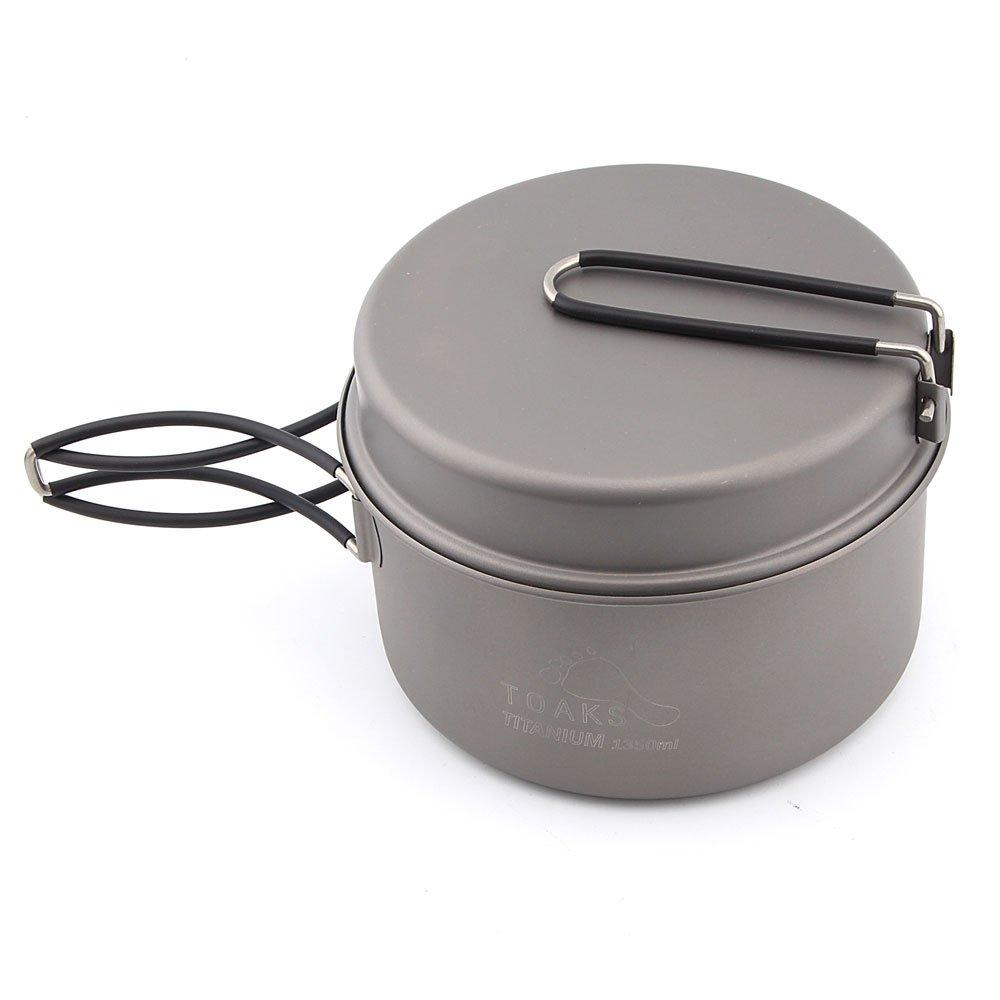 TOAKS Titanium Camping Pot 1100ml 1300ml 1350ml 1600ml 2000ml Pan (1350ml + [CKW-1350])