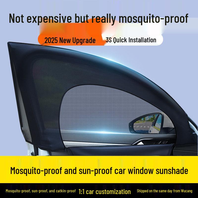 Car Window Sunshade & Anti-Mosquito Mesh Curtain for Privacy and Insect Protection