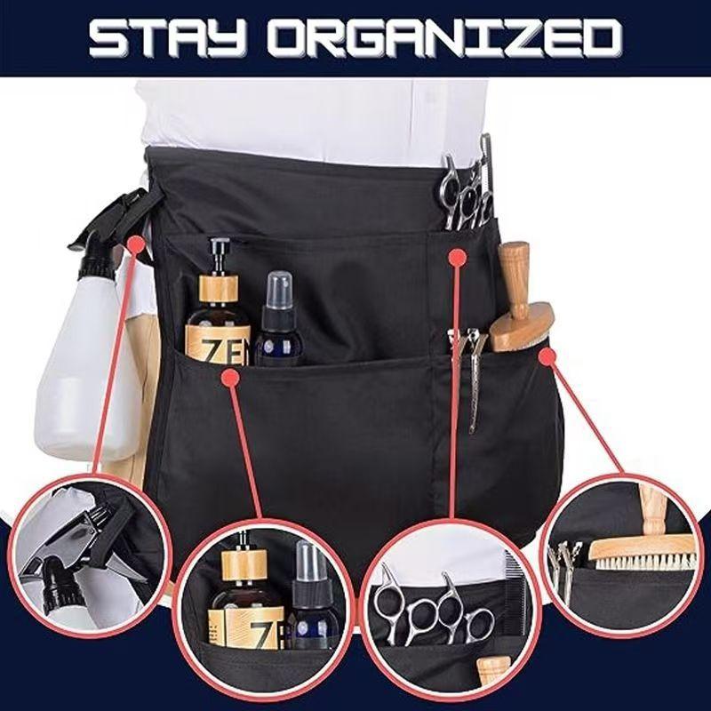 2pcs Waist Apron With Tool Pouch Waterproof Work Apron For Barber Beauty Salon Car Mechanic Craftsman Utility Belt Bag Kitchen Cooking