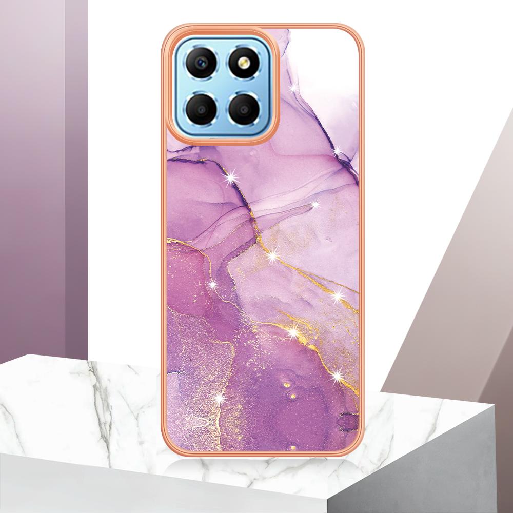 For Honor X8 5G TPU Case with IMD Marble Pattern Electroplated Back Cover