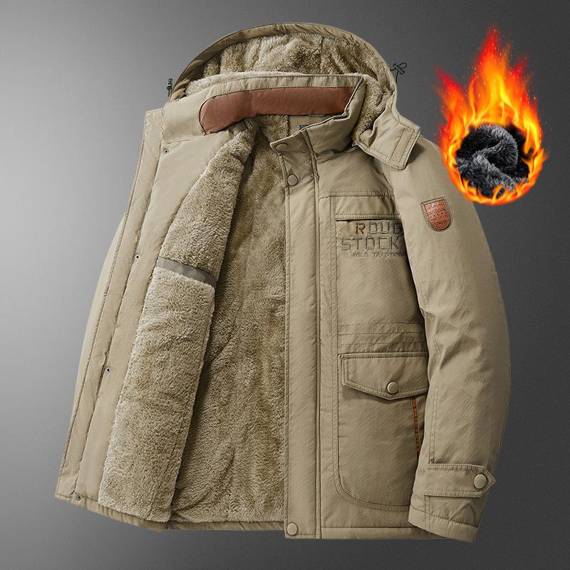 Winter Thicken Warm Men's Jackets Casual Zipper Up Fleece Jacket Windproof Thermal Parka Coat Outwear Waterproof Cargo Jacket