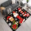 Festive Christmas Hat & Stocking Area Rug - Durable Polyester Mat with Santa, Candy Canes, Snowflakes & Holly Design for Living