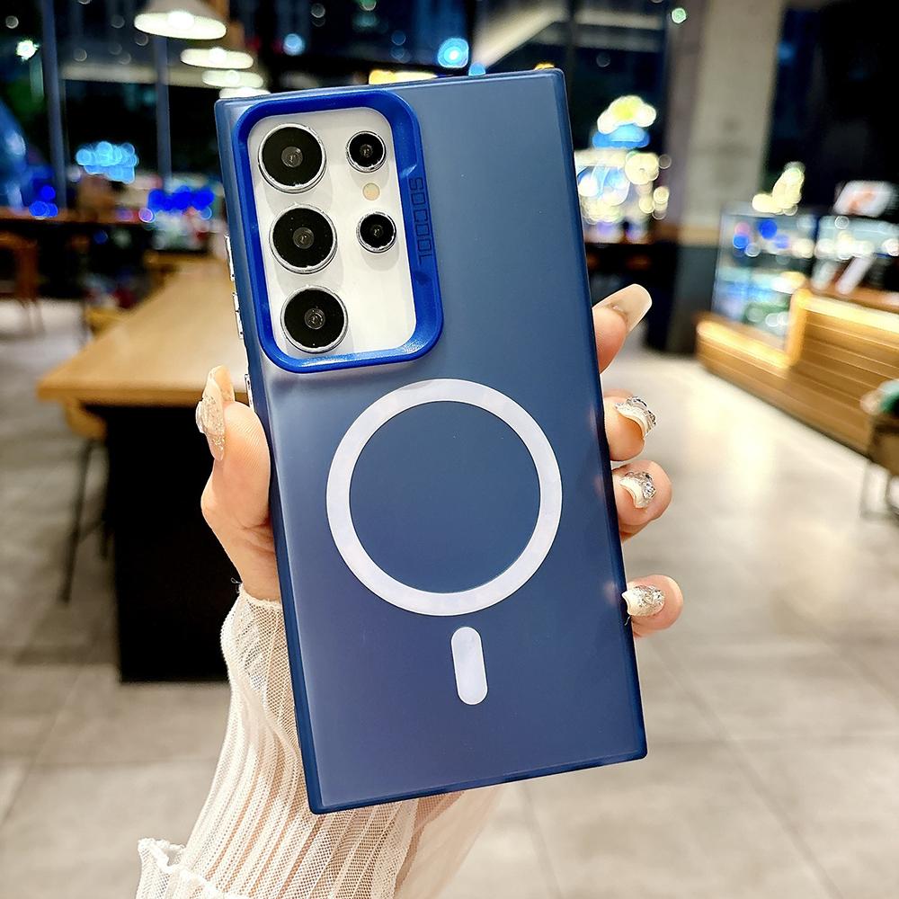 Matte Colorful Sliver Magnetic Phone Case for iPhone 11 12 13 14 15 16 Samsung S20FE S21 S22 S23 S24 S25 TPU Soft Silicone Shockproof Hard Back Cover