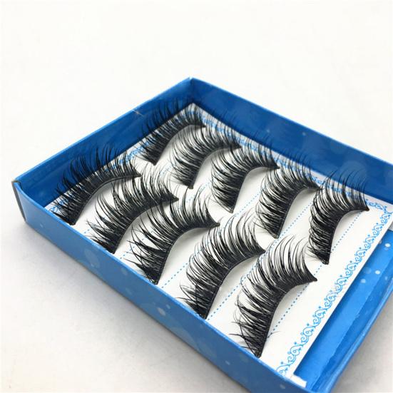 5 Pairs Natural Long Cross Thick Fake Lashes Stage Club False Eyelashes Makeup