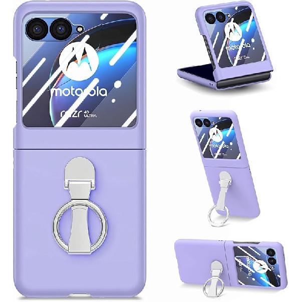 Asuwish Compatible with Motorola Razr Plus 2023 Case and Tempered Glass Screen Protector Back Bumper Metal Ring Holder Stand Kickstand Cell Phone