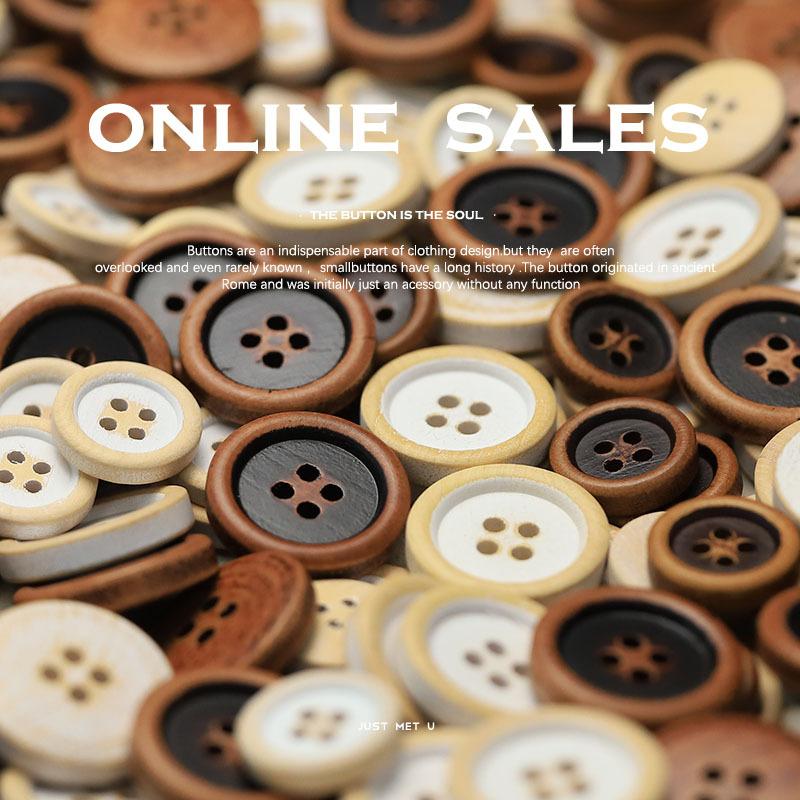 

5Pcs Four-Eye Wooden Button Versatile Shirt Knitted Cardigan Jacket Sweater Clothing Button Versatile Clothing 6 #[Four eyes thin edge poplar green] 15mm