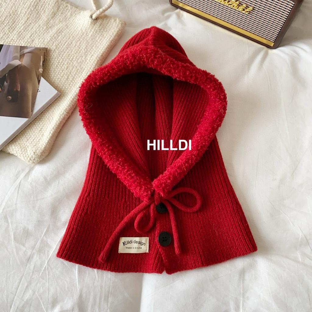 Balaclava Internet celebrity hat female Korean winter warm scarf integrated headgear ear protector wool hat knitted hat