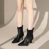 Pointed Toe Metal Buckle Strap Short Boots for Female Women Thin High Heel 2025 New  Fabric Elegant Sexy Winter Shoes