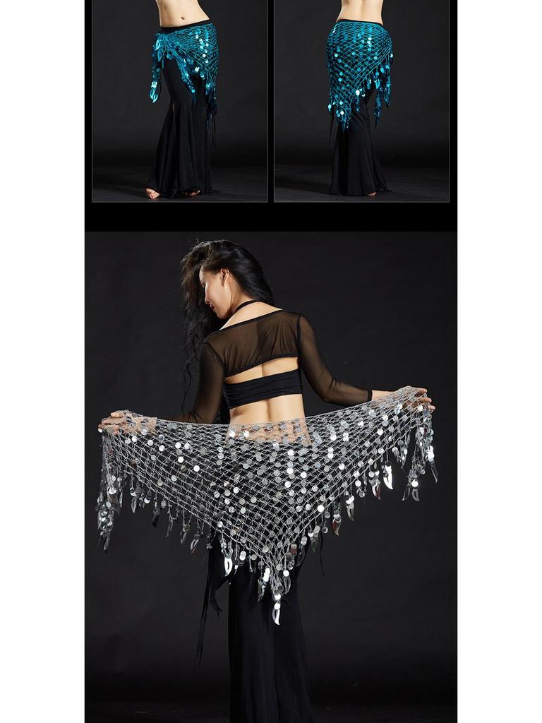 Lanț de talie sirenă eșarfă de șold cu paiete și ciucuri de chimvale