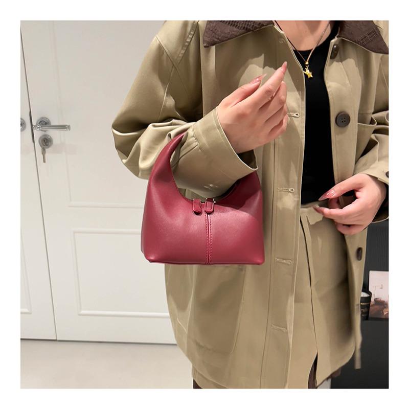 New Vintage Faux Leather Shoulder Bag, Small Dumpling Crossbody Purse, Soft Handbag with Zipper Closure