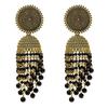 Women's Traditonal Indian Antique Gold Plated Black Meenakari, Pearls Jhumka Earrings