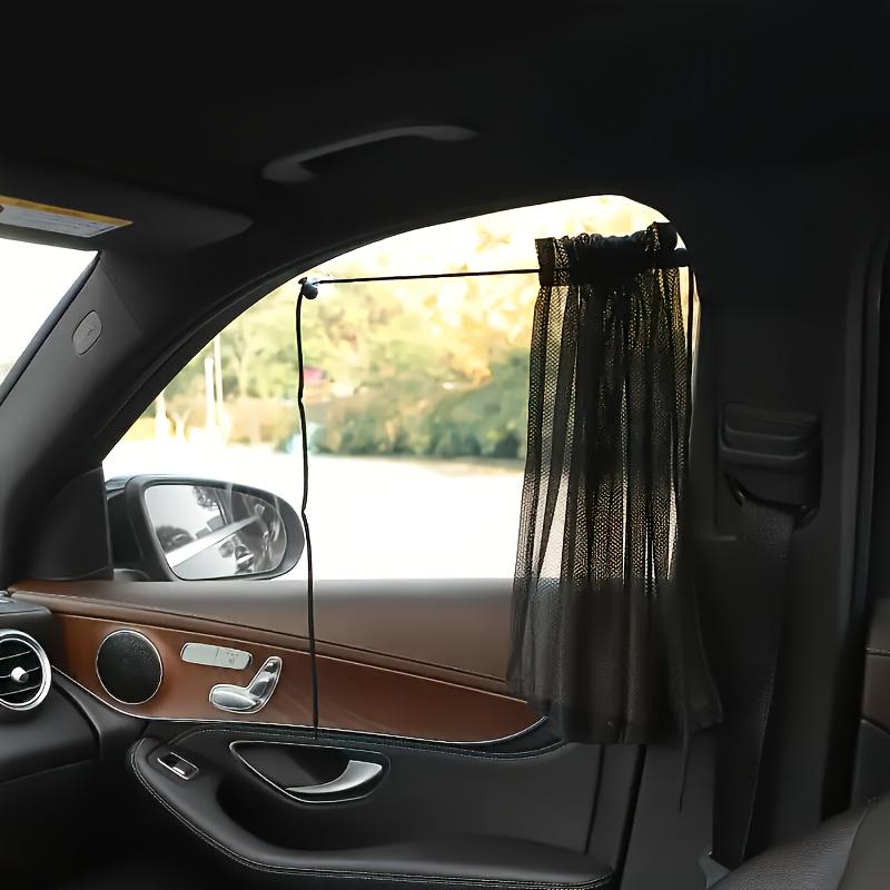 2Pcs Black Polyester Car Sunshade - UV-Resistant, Heat-Insulating Window Shade with Suction Cups for Easy Sliding Privacy Blinds