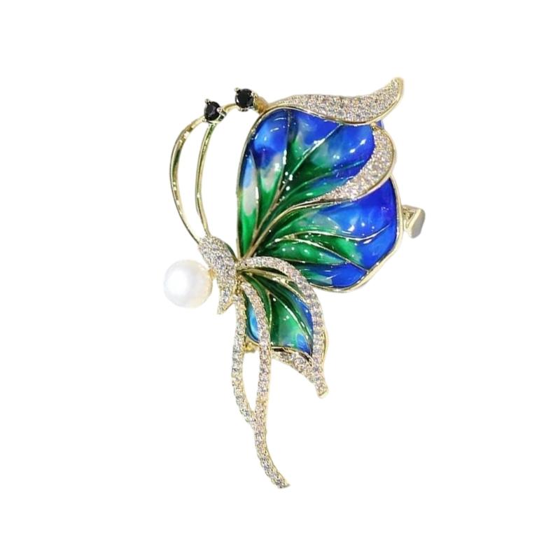 

Cloisonne Butterfly Brooch Pin Chinese Style Breastpin Handmade Suit Dress Clothes Decoration for Business Meetings синій