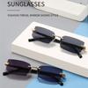 1Pcs Rectangle Rimless Gradient Sunglasses Women Men Small Shades Fashion Frameless Sun Glasses For Male Retro Eyewear