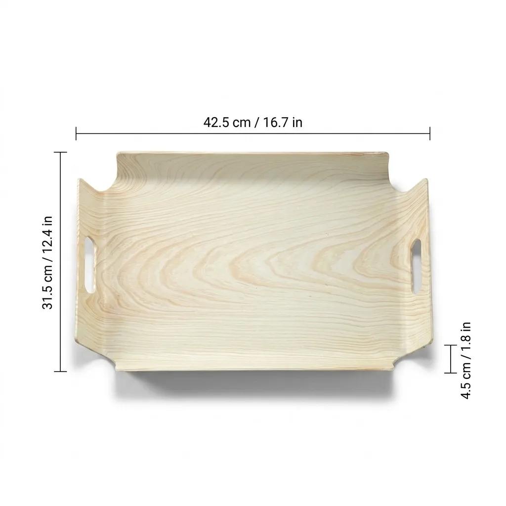 Wood Grain Plastic Serving Tray with Handles Rectangular Food Breakfast Tea Coffee Tray Kitchen Organizers Perfume Storage Tray
