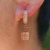 1 Pair Luxury Small Lock Dangle Earrings for Women Zirconia Earring Jewelry Wedding Party Accessories
