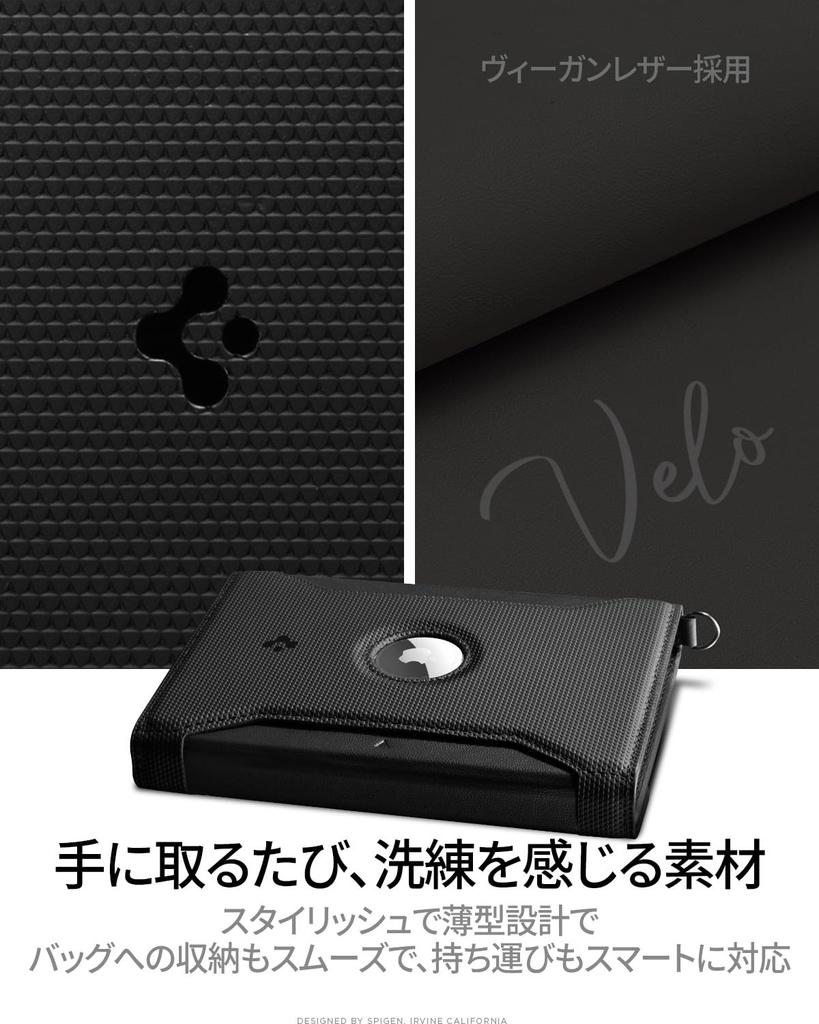 Spigen Passport Case for Airtag with and SIM PU AFA08852 (2026/2021) RFID, Anti-Skimming, Pin, Leather, Black,