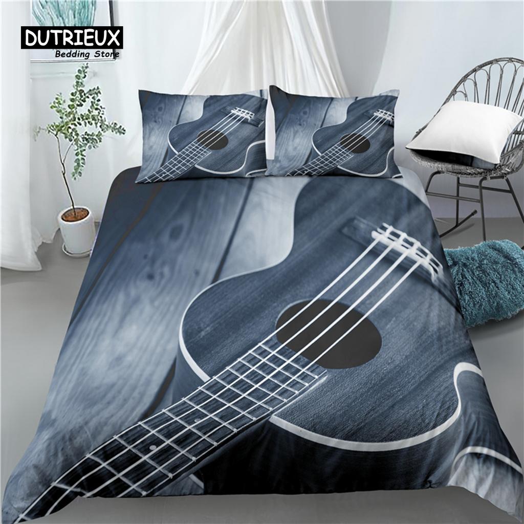 Home Living Luxury 3D Guitar Print 2/3Pcs Comfortable Duvet Cover PillowCase Bedding Sets Queen and King AU/EU/US Size