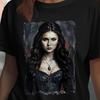 Tričko The Vampire Diaries | Gotické Portrétové Umělecké Tričko | Oblečení Temné Fantasy