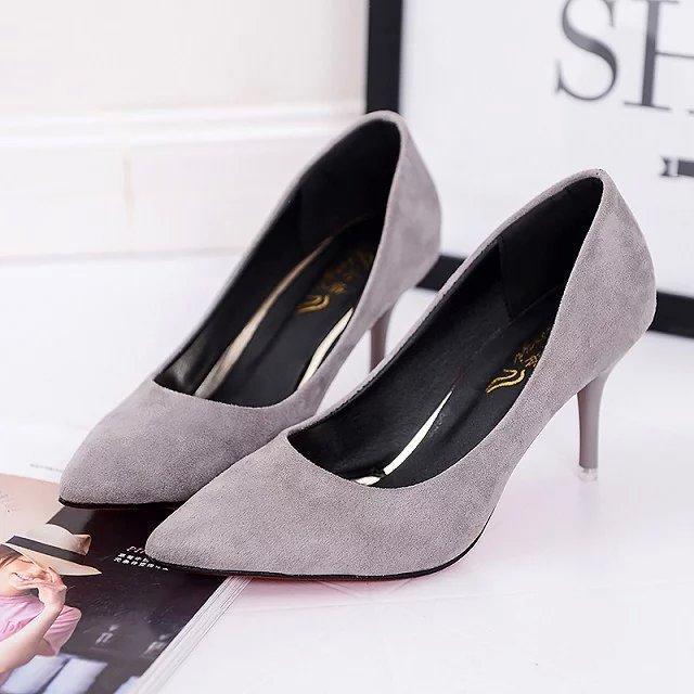 

European station spring and autumn new pointed work shoes high heels stiletto large size women s shoes red wedding shoes OL women s singles 42