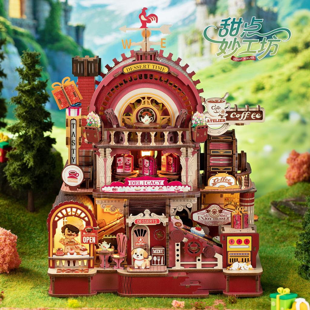Jiate DIY Dessert Workshop Mechanical Assembly Model Large Handmade Building House Toy Gift for Girls