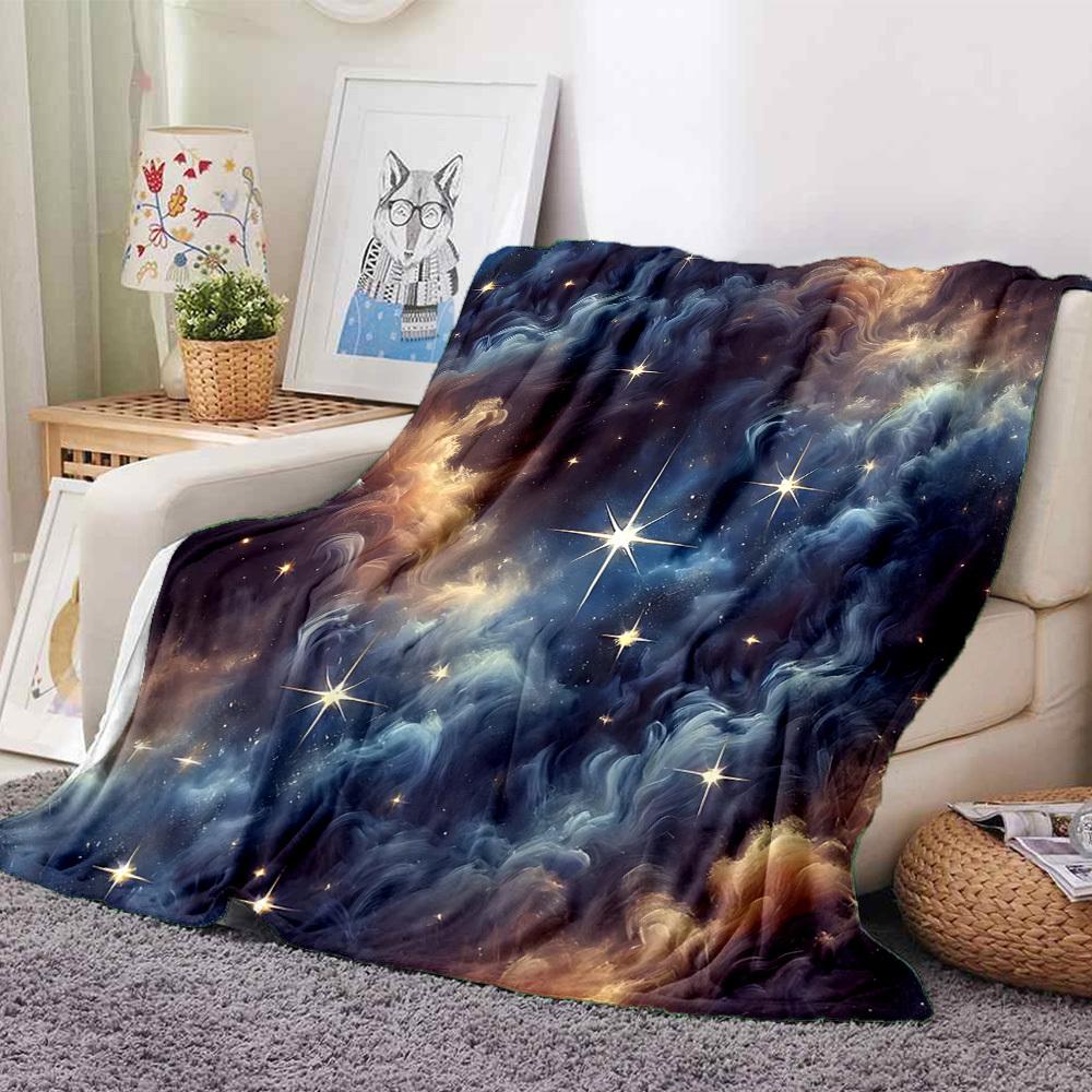 1pc Galaxy Nebula Blanket, Lightweight Flannel Throw Blanket For Sofa, Bed, Travel, Camping, Living Room, Office, Couch, Chair, And Bed