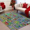 Racetrack and City Map Area Rug Kids Playroom Non Slip Floor Mat Cartoon Bedroom Home Decor Durable Washable 1PC