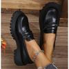 Fashion British Style Platform Loafers Women Plus Size Round Toe Single Shoe Woman Thick Bottom Pu Leather Shoes Mujer Platform Sneakers