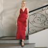 Red Lace Trimmed Tassel Layered Women's Bandage Evening Dress