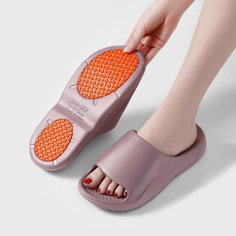 Fashion Non-Slip Shower Slippers Women Men Comfortable Soft Sole Couple Slippers Summer 2025 Lightweight Flat Heel Bathroom Slides