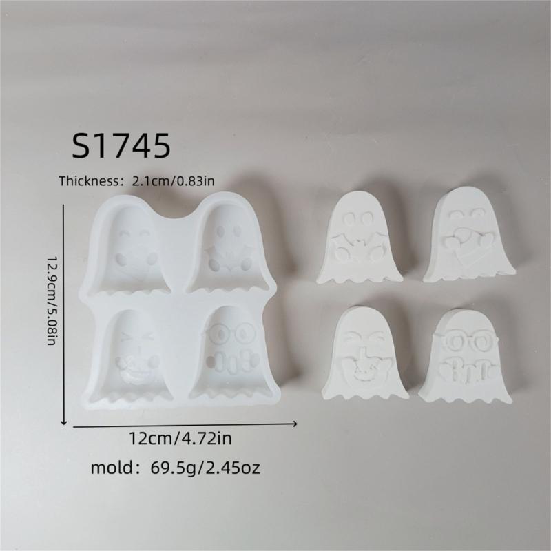 4 Cavities Ghostly Candle Molds for Candle Soap Home Decoration Multipurpose Ghostly Silicone Mould For Epoxy Resin